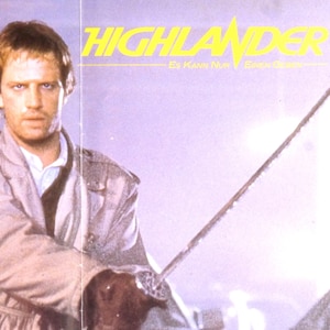 Highlander-Original Vintage Movie Poster of Russell Mulcahys Scottish Sci-Fi Epic with Christopher Lambert, Sean Connery and Clancy Brown