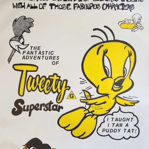 The Fantastic Adventures of Tweety Superstar-A Rare Original Vintage Movie Poster for the Animated Icon with Elmer Fudd, Sylvester, and more