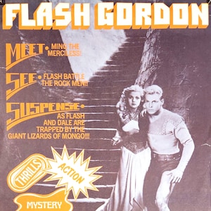 Flash Gordon Conquers the Universe-An Original Vintage Movie Poster for the 1975 VHS Release with Buster Crabbe and Charles Middleton