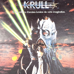 Krull-Original Vintage French Movie Poster of Peter Yates&#39; Fantasy Epic with Ken Marshall, Lysette Anthony, Liam Neeson and Francesca Annis