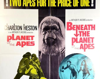 猿の惑星 1968 チャールトン・ヘストン カルト映画ポスター復刻版 約