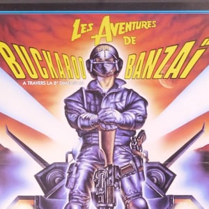 Las aventuras de Buckaroo Banzai-Original Vintage French Movie Poster de la comedia multidimensional con Peter Weller y Jeff Goldblum
