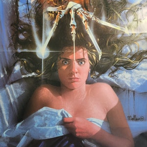 Pesadilla en Elm Street-Original Vintage VHS Póster de la película de Wes Cravens Epic Tale con Heather Langenkamp, Johnny Depp y Robert Englund