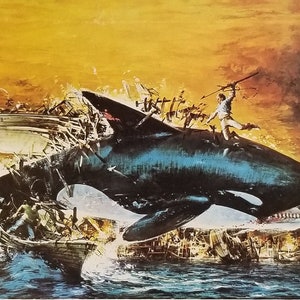 Póster original de la película Orca-An Vintage de Killer Whale Epic de Michael Anderson con Richard Harris, Charlotte Rampling y Will Sampson.