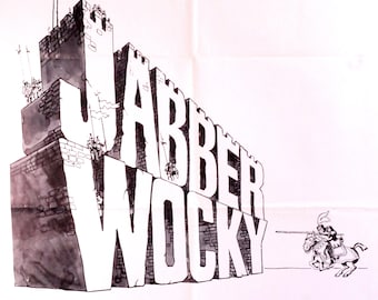 Jabberwocky-A Rare Original Vintage Movie Poster for Terry Gilliam's Wild Tale of Dragons with Michael Palin, Terry Gilliam, and Max Wall