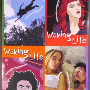 Waking Life-Original Vintage Movie Poster of Richard Linklater's Animated Trippy Life Poem with Wiley Wiggins, Ethan Hawke, and Julie Delpy image 2