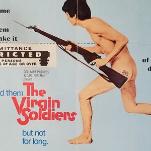 The Virgin Soldiers - um pôster original do filme vintage para a sátira anti-guerra britânica ambientada em Cingapura com Lynn Redgrave e Nigel Davenport
