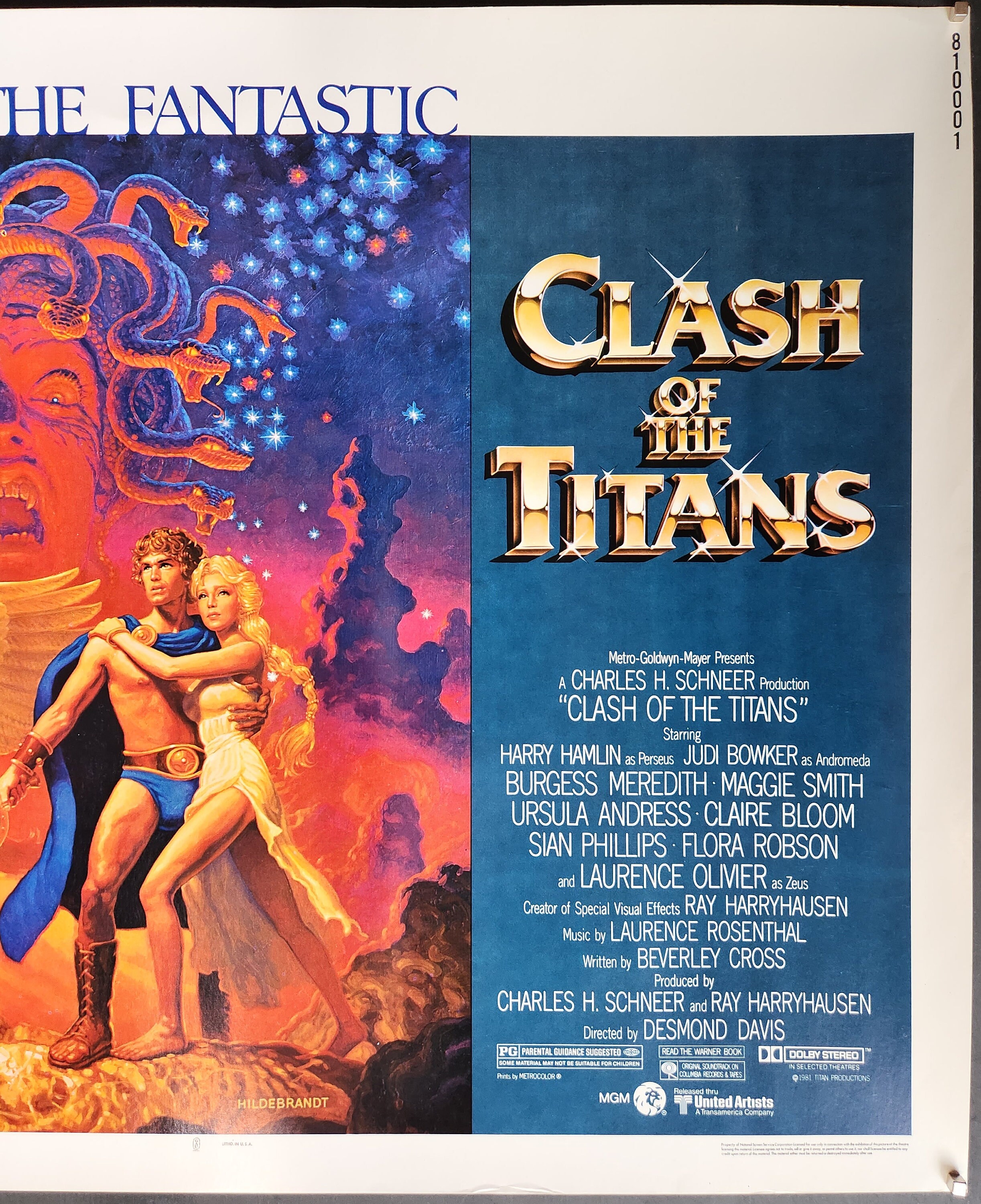 CLASH OF THE TITANS (1981) US original issue 1 Sheet ***Harry