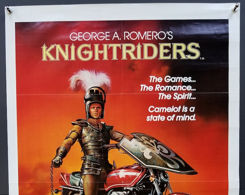 Knightriders-A Rare Original Vintage Poster of George A Romero/'s Traveling Medieval Motorcycle Fair with Ed Harris and Amy Ingersoll