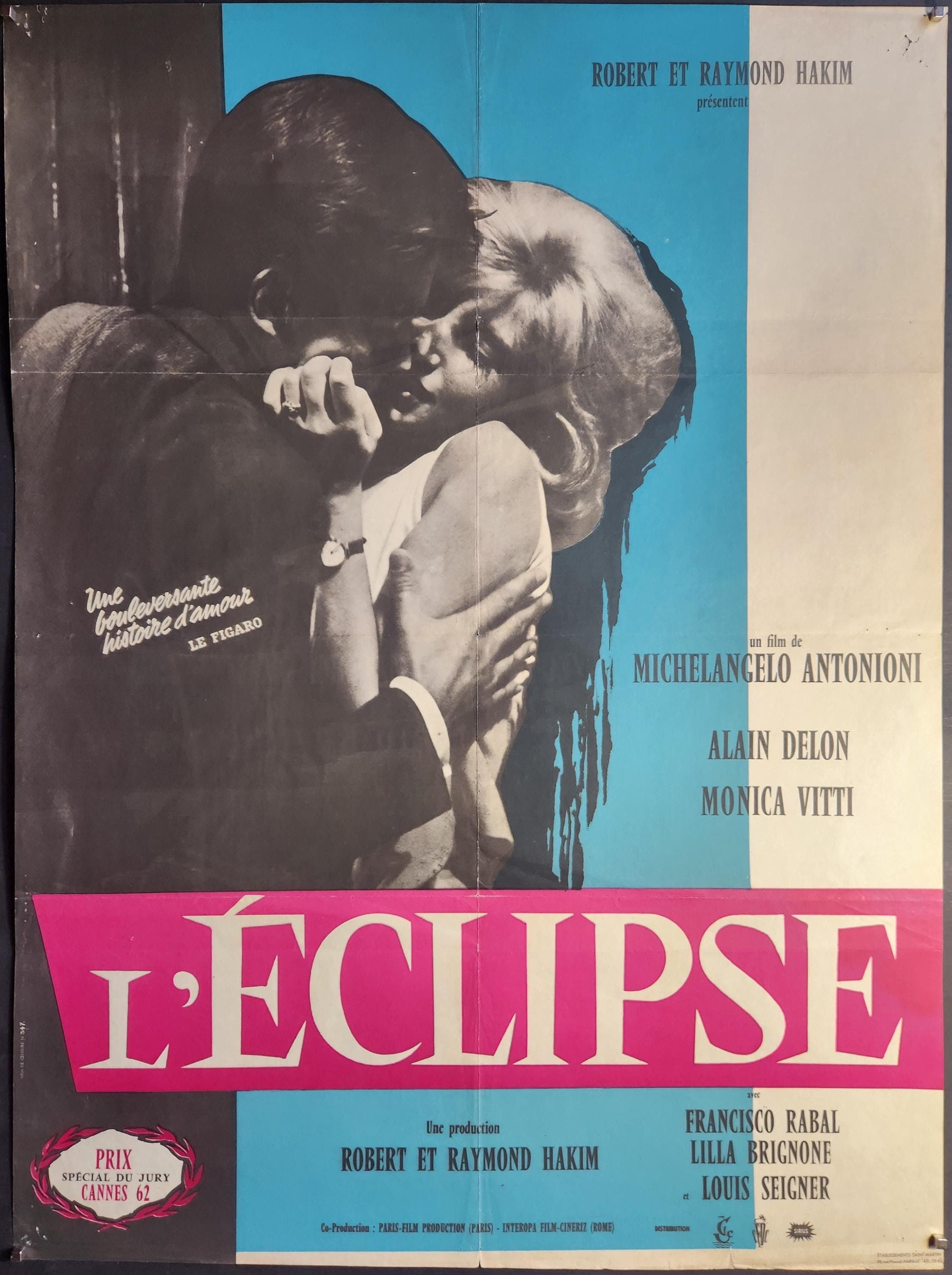 The Eclipse-A Rare Original Vintage Movie Poster for Michelangelo Antonionis Romantic Modern Drama with Monica Vitti and Alain Delon