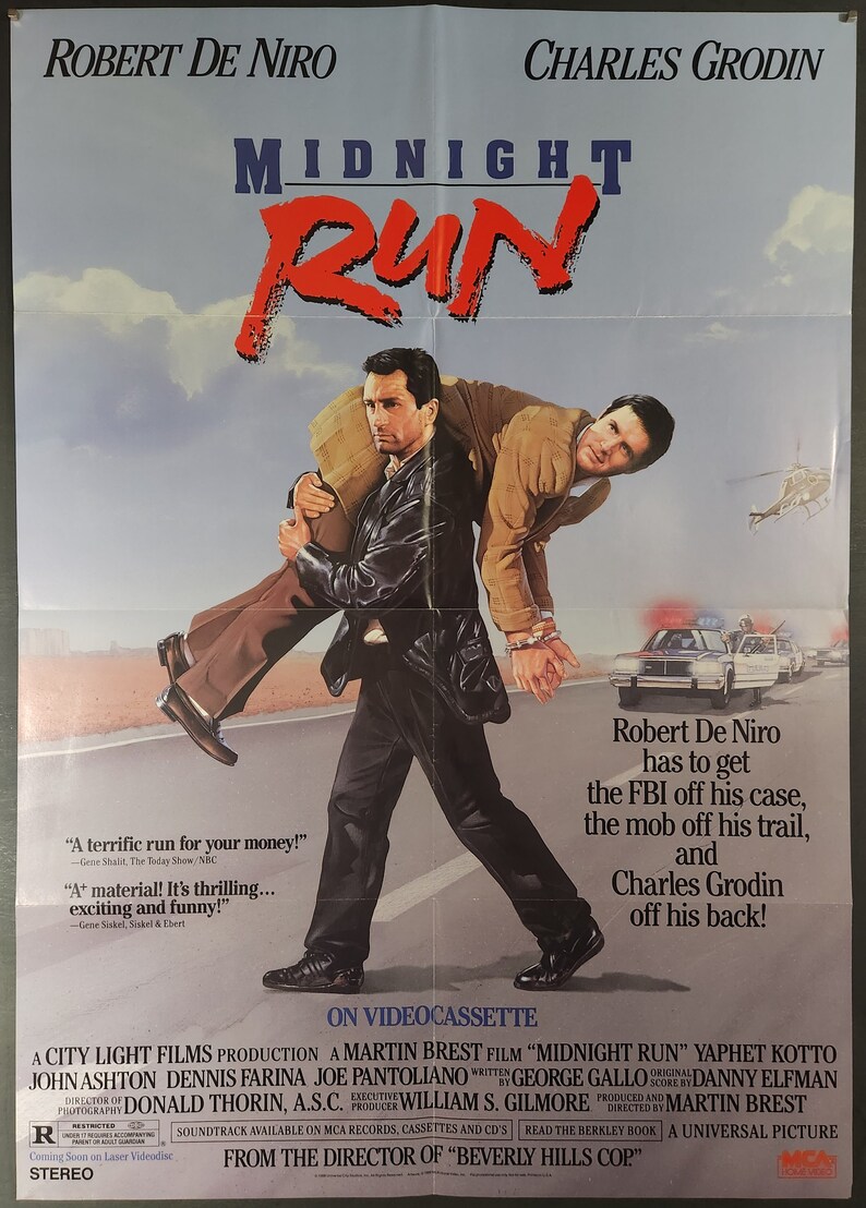 Midnight Run-Original Vintage Home Video Movie Poster of Martin Brest's Action Comedy with Robert De Niro, Charles Grodin and Yaphet Kotto. image 2