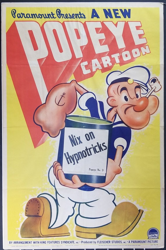 POPEYE-A Rare Original Vintage Movie Poster for 1941s Nix on