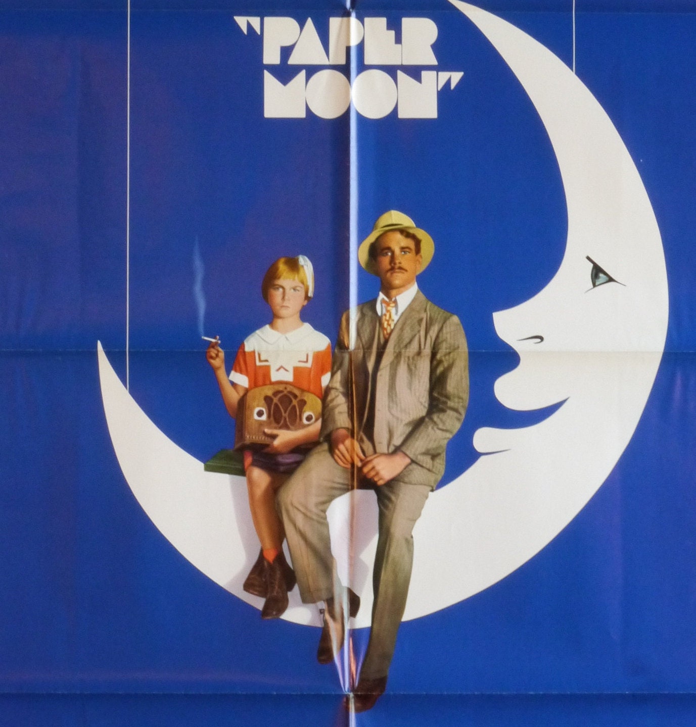 Paper Moon-a Rare Original Vintage Movie Poster of Peter Bogdanovich's Tale  of Depression Era Con Artists With Ryan O'neal and Tatum O'neal 