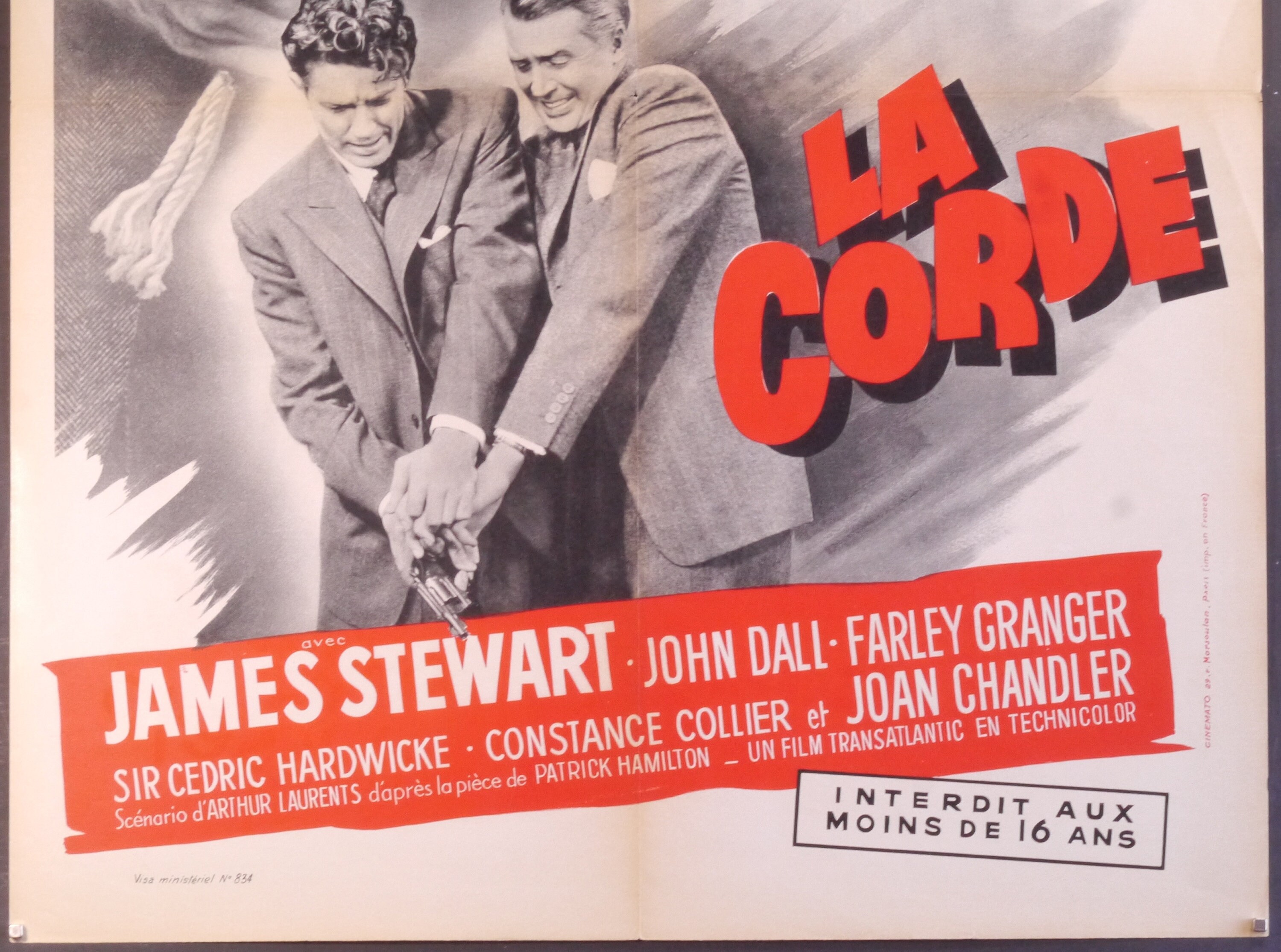 Rope-an Original Vintage Movie Poster for Alfred Hitchcock's Thriller and  the Perfect Crime With James Stewart, John Dall and Farley Granger 