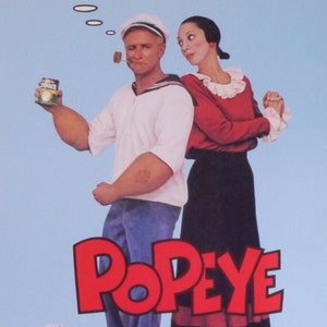 Popeye-A Rare Original Vintage Movie Poster for Robert Altman's Wacky Musical Comedy with Robin Williams, Shelley Duvall, and Ray Walston