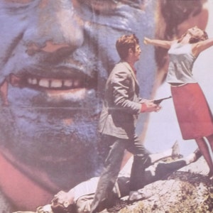 Pierrot Le Fou-Original Vintage Spanish Movie Poster for Jean-Luc Godard's Wild Romance on the run with Jean-Paul Belmondo and Anna Karina