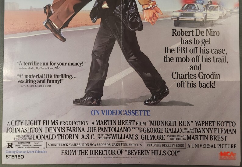 Midnight Run-Original Vintage Home Video Movie Poster of Martin Brest's Action Comedy with Robert De Niro, Charles Grodin and Yaphet Kotto. image 7