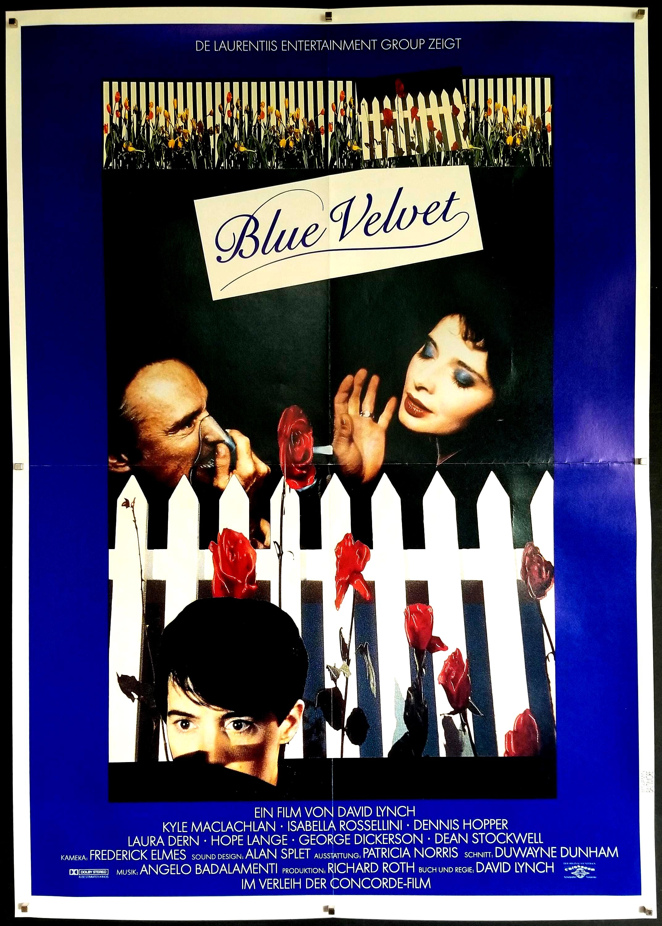 ブルーベルベット 仏版 映画宣伝ポスター デヴィッドリンチ ブルー