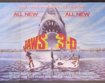 Jaws 3d-original Vintage British Movie Poster for 3rd