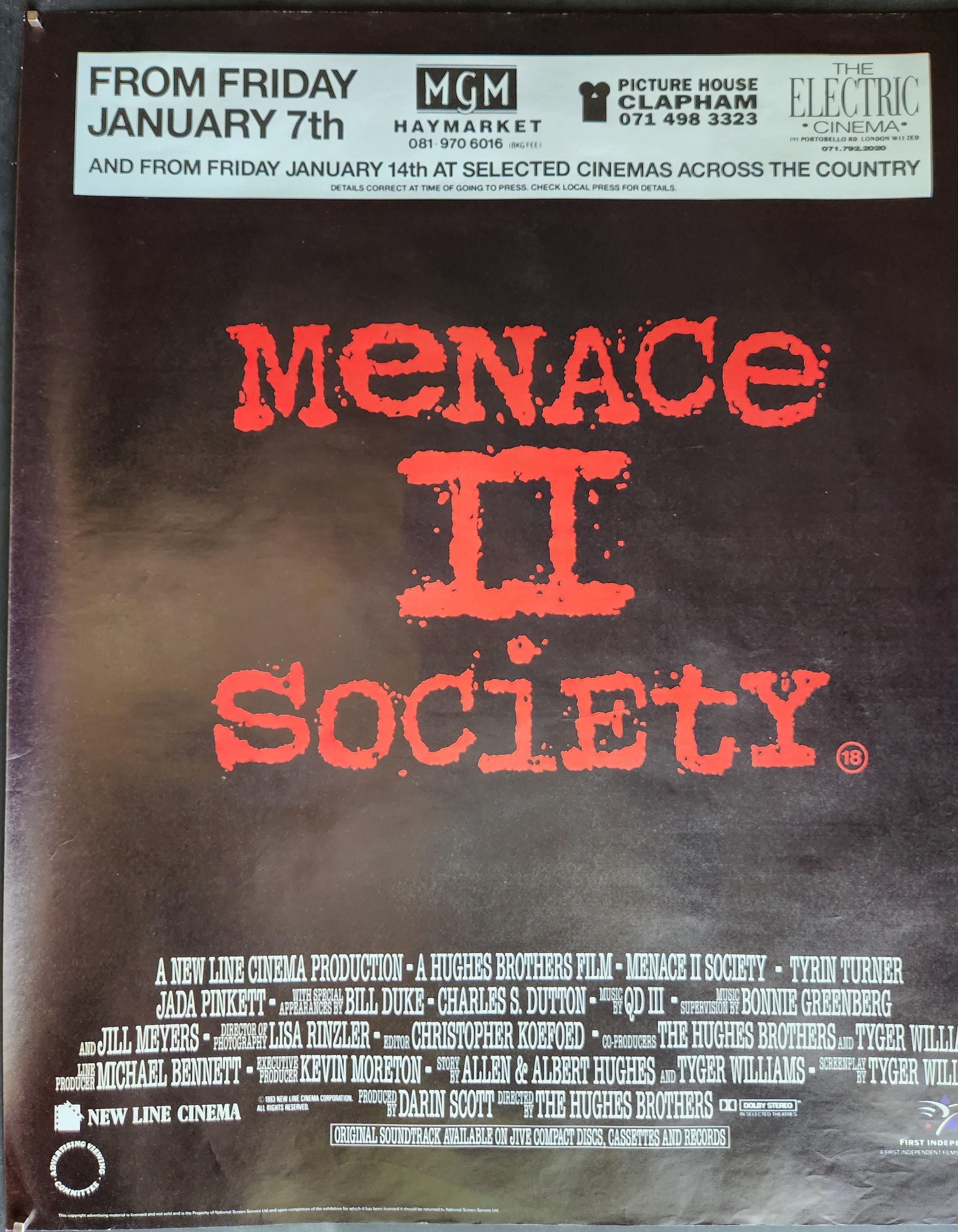 Menace II Society-a Rare Original Vintage Movie Poster for the