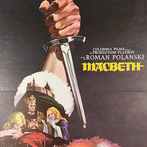 Macbeth: un póster de película vintage original de la épica historia de ambición, locura y venganza de Shakespeare con Jon Finch y Francesca Annis.