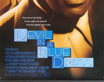 devil in a blue dress poster CHANEL CC Logo Sleeveless Fringe Mini Dress Blue White