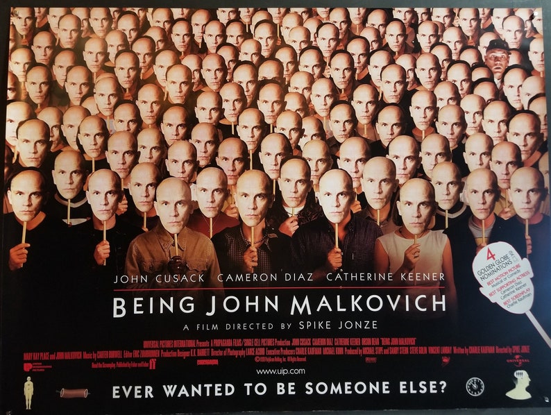 Being John Malkovich-An Original Vintage British Movie Poster the Spike Jonze Surrealist Comedy with John Cusack and Cameron Diaz.