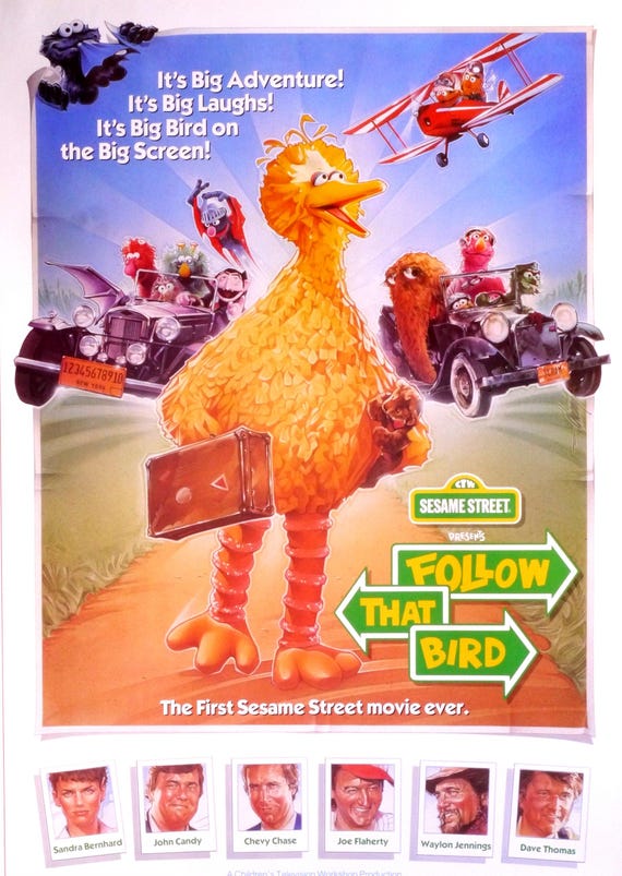 Follow That Bird-original Vintage Movie Poster of Big Bird and the