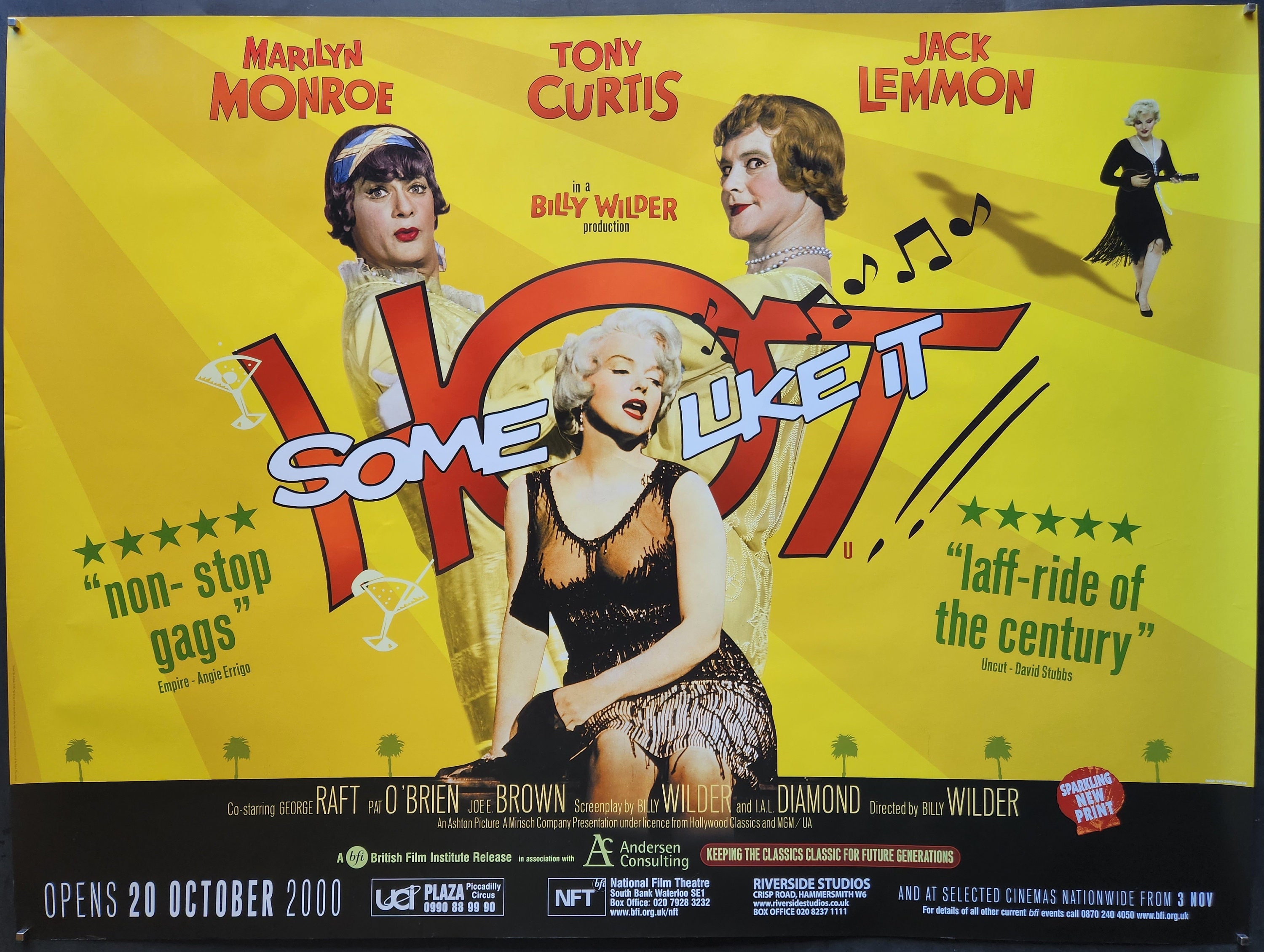 Vintage Some Like It Hot Marilyn Monroe Movie Poster Print -  Finland