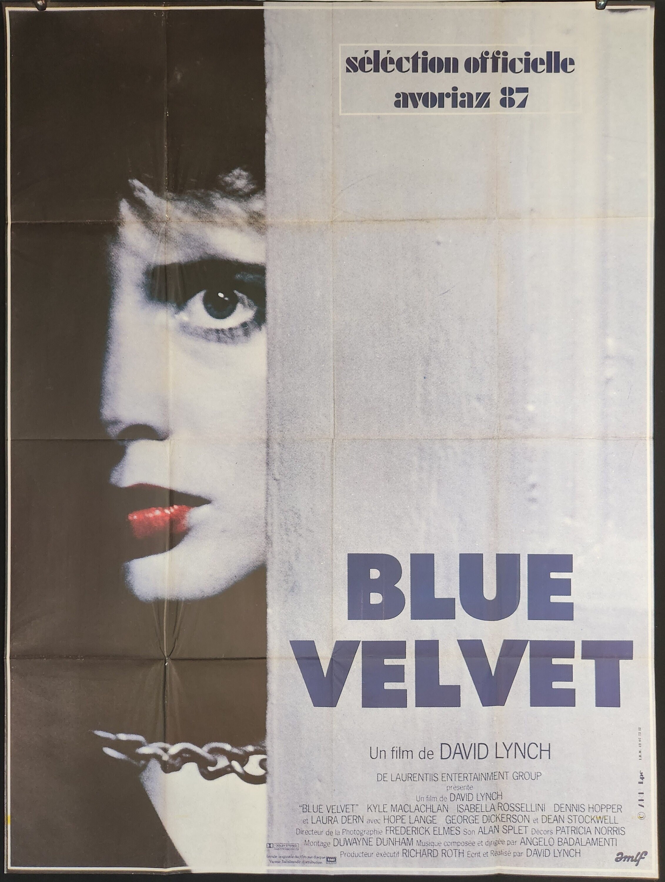 ブルーベルベット　仏版　映画宣伝ポスター デヴィッドリンチ ビンテージ 特大 156×117 フランス版 ポスター デイヴィッド