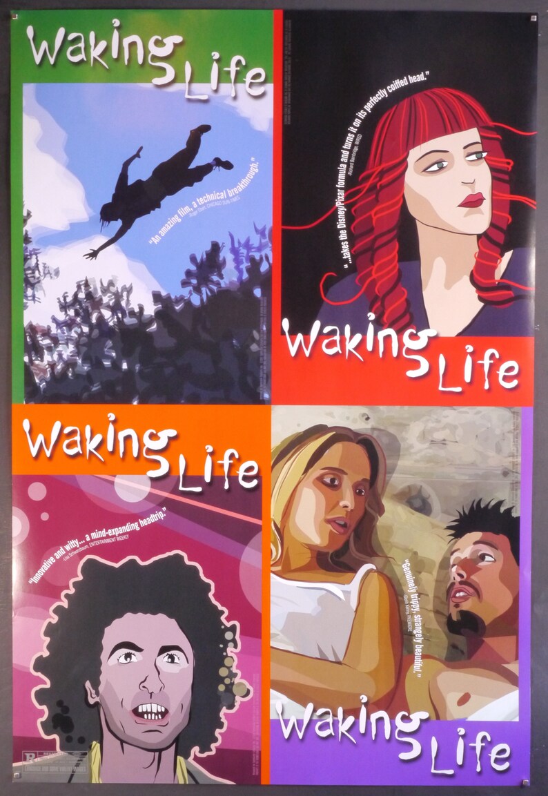 Waking Life-Original Vintage Movie Poster of Richard Linklater's Animated Trippy Life Poem with Wiley Wiggins, Ethan Hawke, and Julie Delpy image 9