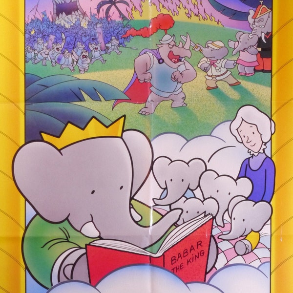 Babar: The Movie-Original Vintage Movie Poster for King Babar's Big Screen Debut with Sarah Polley, Gordon Pinsent, and Elizabeth Hanna