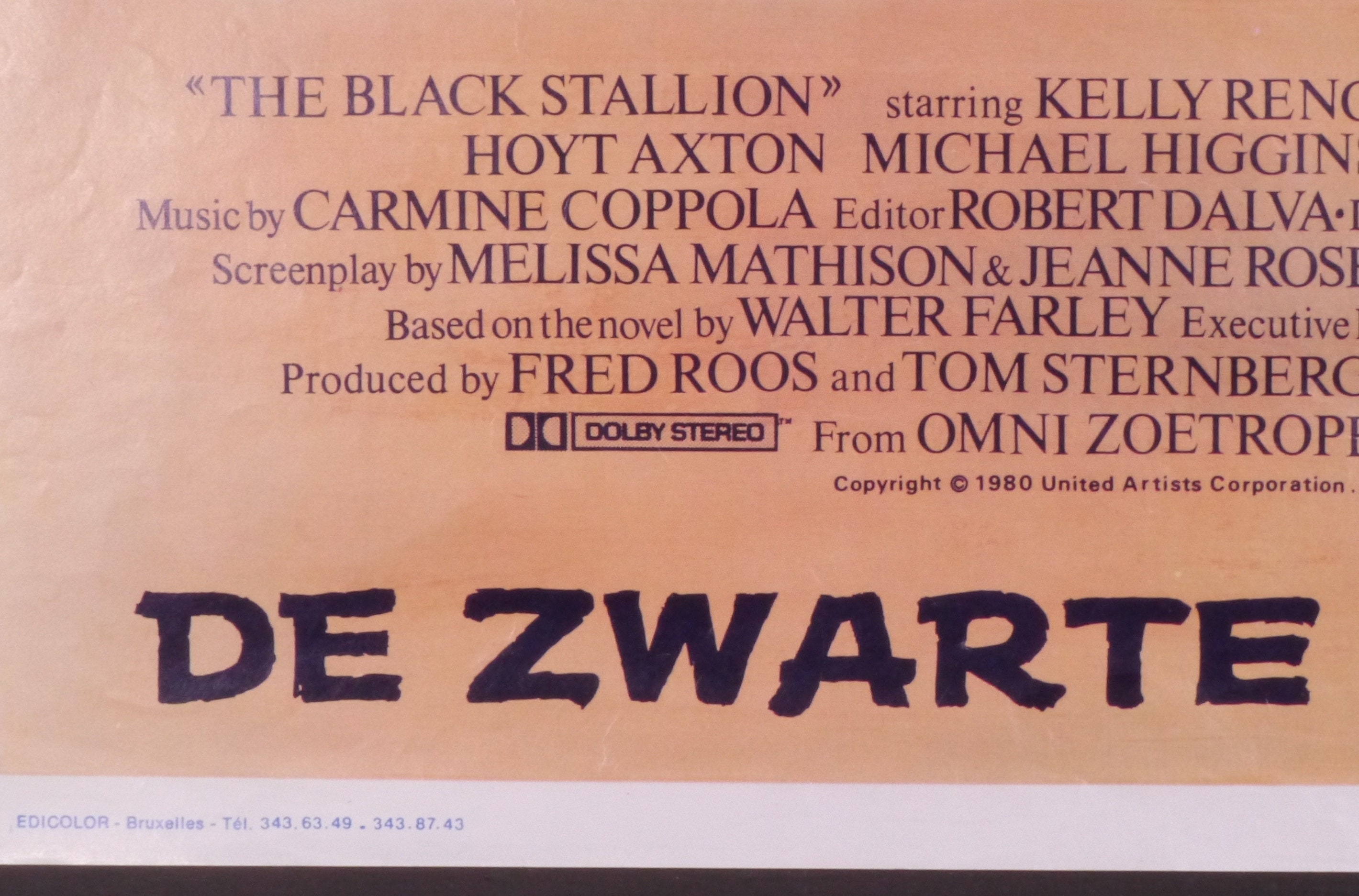 The Black Stallion-an Original Vintage Movie Poster of Carroll