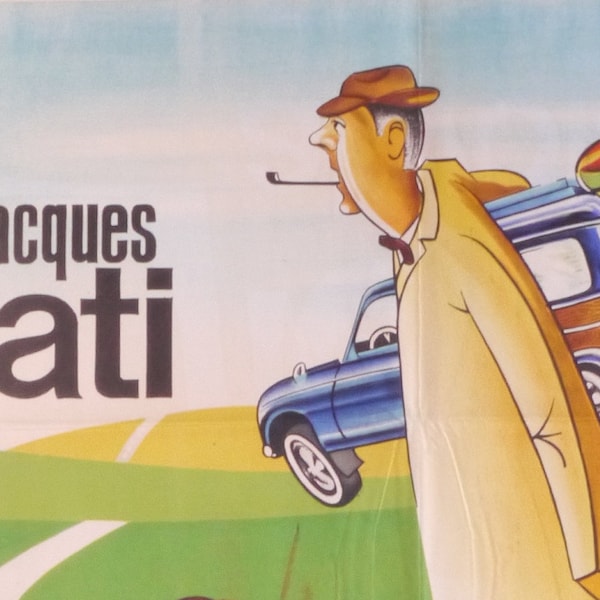 Trafic-Original Vintage Movie Poster for Jacques Tati's Comic Masterpiece with Mr Hulot Gasing Up the Gridlock Hijinx on route to Amsterdam