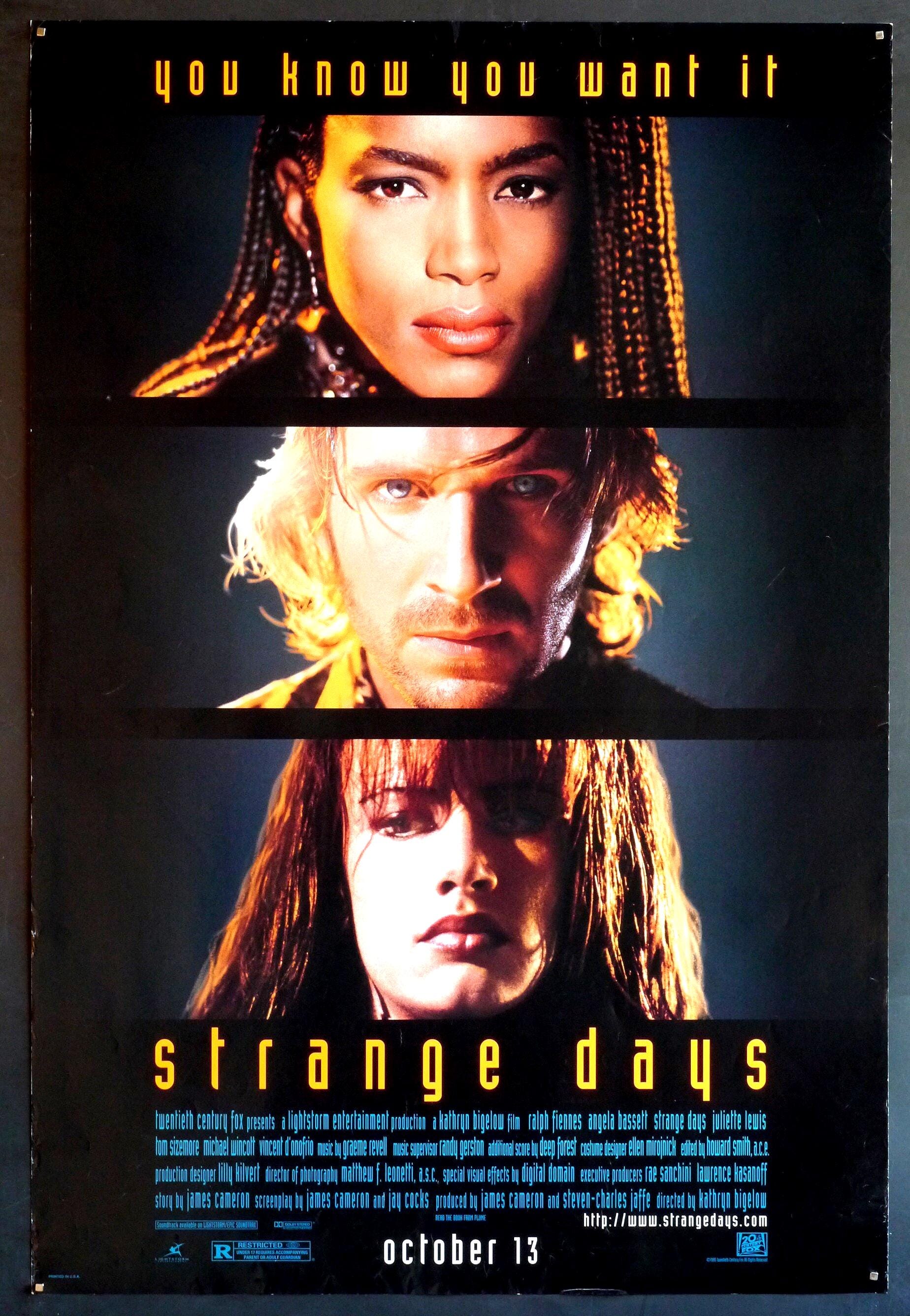 Strange Days-An Original Vintage Movie Poster of Kathryn Bigelow's Sci-Fi Thriller with Ralph Fiennes, Angela Bassett and Juliette Lewis