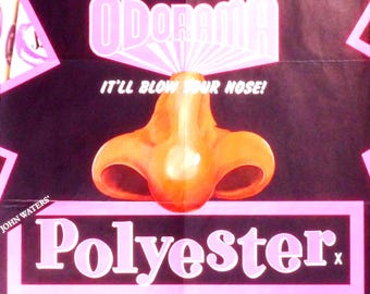 Polyester-Rare Original Vintage Movie Poster of John Waters Fragrant Suburban Romance with Divine, Tab Hunter, Stiv Bators and Mink Stole