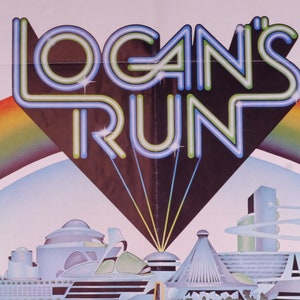 La fuga de Logan: póster de película vintage original y poco común del thriller pop visionario del futuro con Michael York, Jenny Agutter y Farrah Fawcett