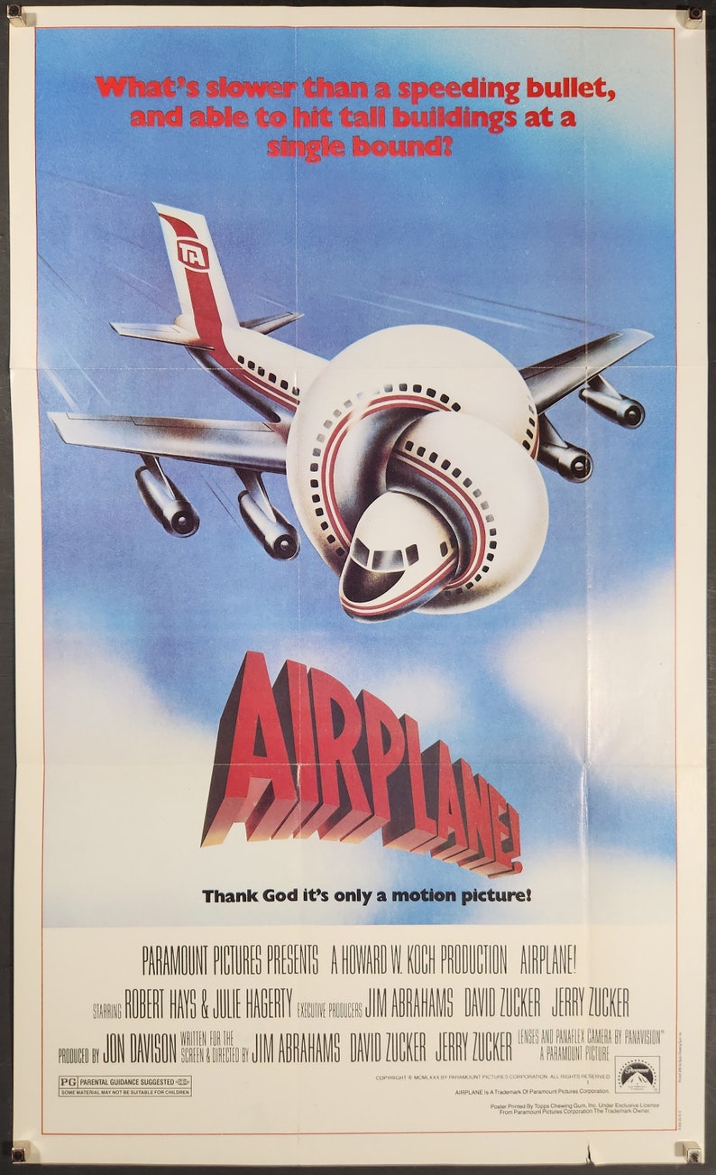 Airplaneoriginal Vintage Movie Poster for the Zucker Brothers Etsy