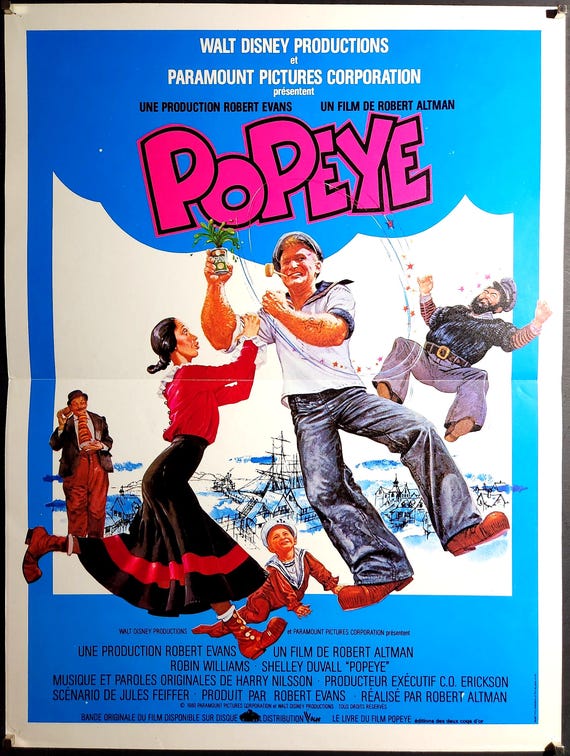 Popeye-an Original Vintage Movie Poster of Robert Altmans Wacky
