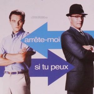 Atrápame si puedes: póster original de la película francesa vintage de la historia de un estafador adolescente de Steven Spielberg con Leonardo DiCaprio y Tom Hanks