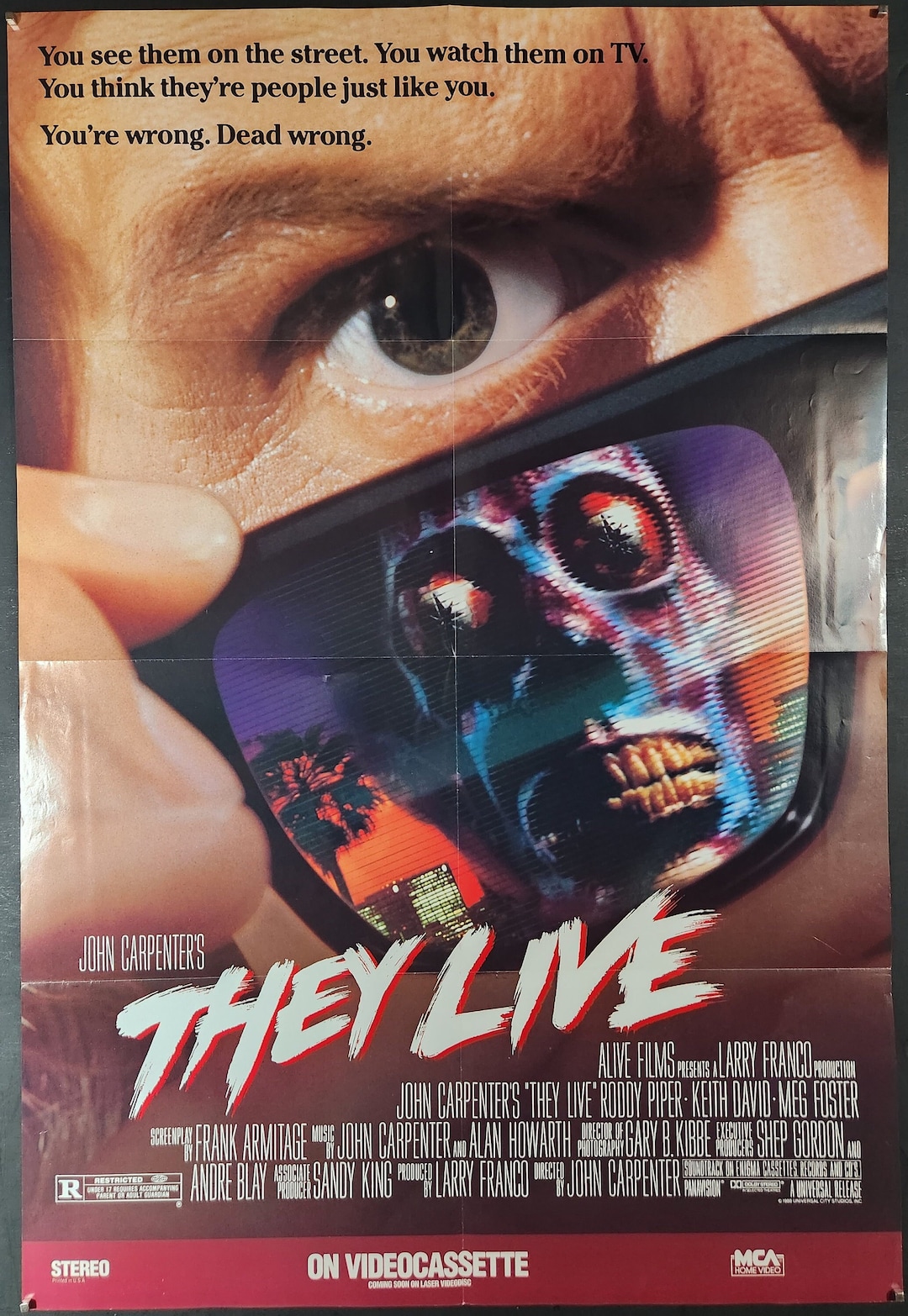 They Live-a Rare Original Vintage Movie Poster of John Carpenters