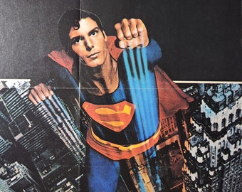Superman-Original Vintage Movie Poster of Richard Donners Soaring Man of Steel saga with Christopher Reeve, Margot Kidder and Marlon Brando