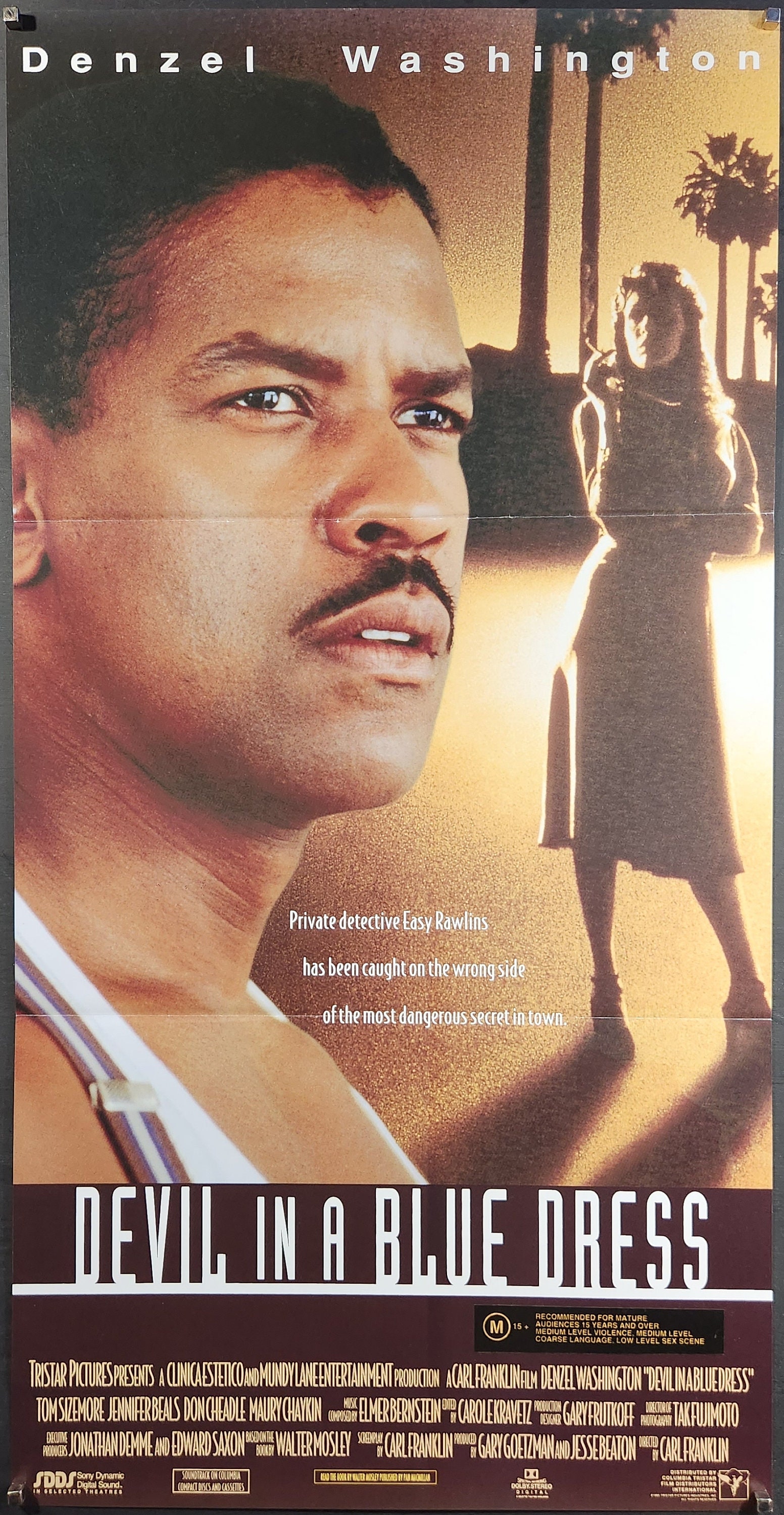 devil in a blue dress poster Devil in a Blue Dress-original Vintage Movie Poster of Carl Franklins Noir With Denzel Washington as Easy Rawlins and Don Cheadle as Mouse