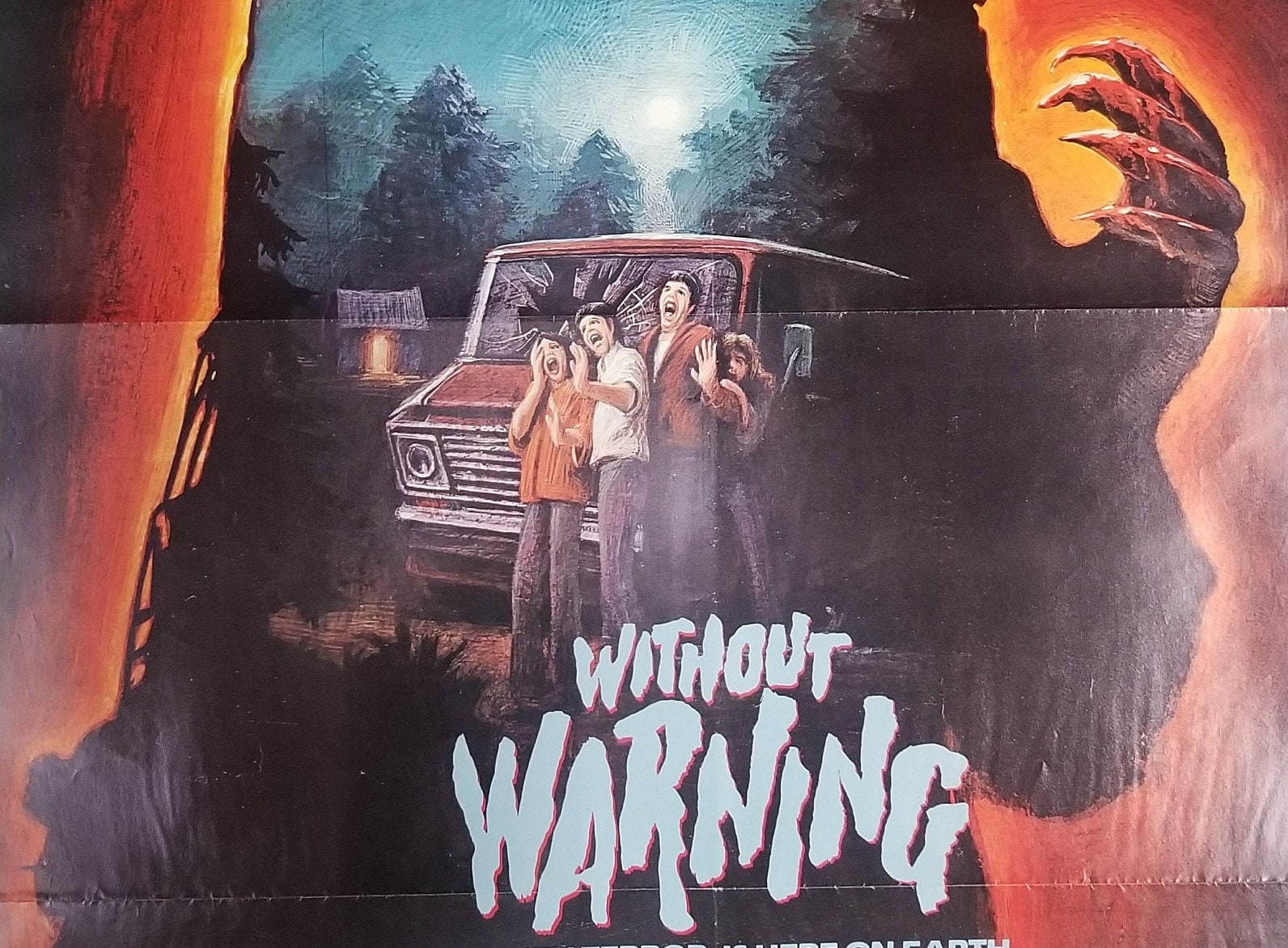 Without Warning-A Rare Original Vintage Movie Poster of the Alien Abduction Thriller with Jack Palance and a Creepy Gas Station Attendant