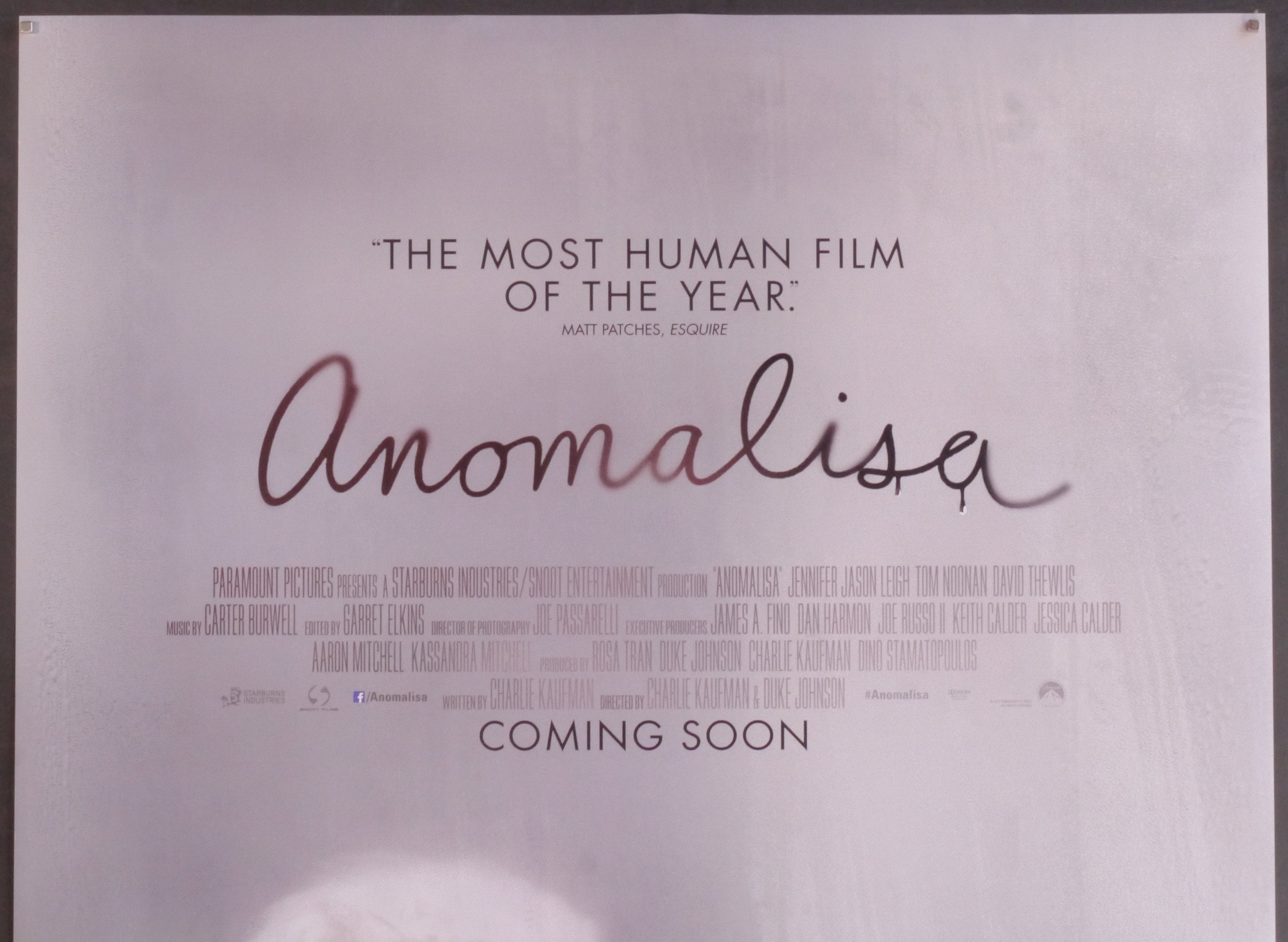 Charlie Kaufman's Anomalisa by Starburns Industries, Inc