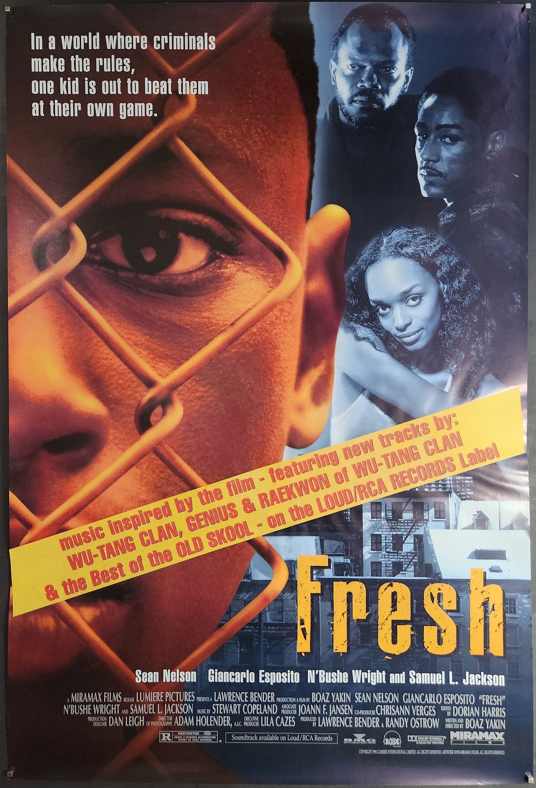 Fresh-An Original Vintage Movie Poster of Boaz Yakin's Brooklyn Story with N'Bushe Wright, Giancarlo Esposito, and Samuel L. Jackson