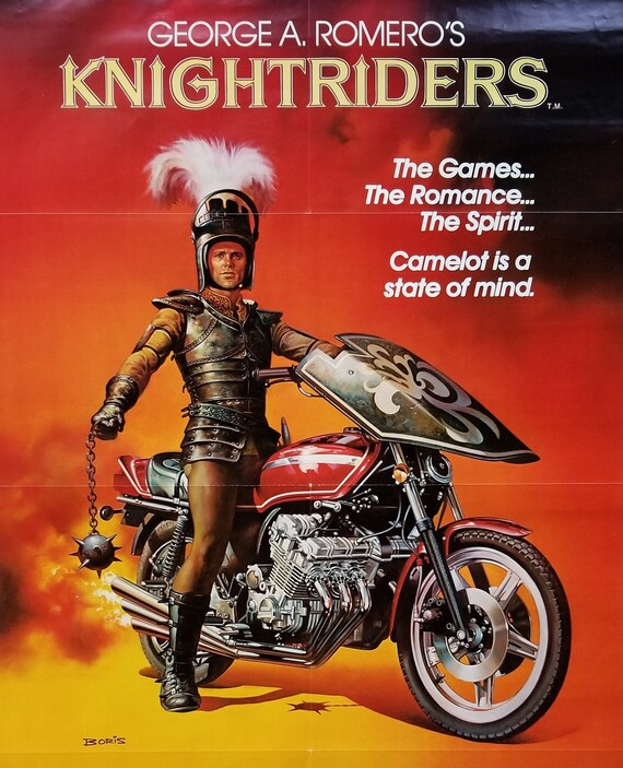 Knightriders-A Rare Original Vintage Poster of George A Romero/'s Traveling Medieval Motorcycle Fair with Ed Harris and Amy Ingersoll