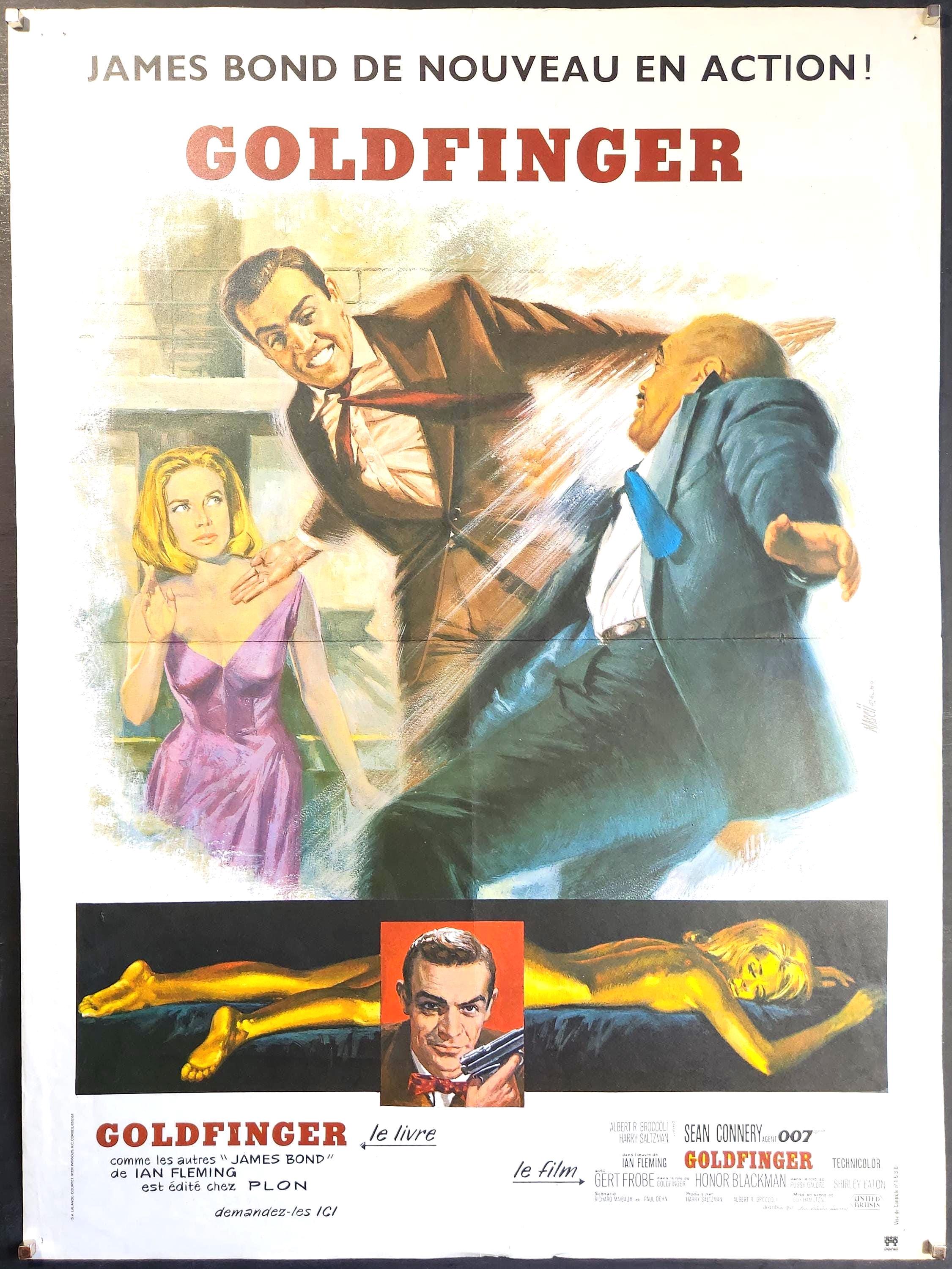 Goldfinger-an Original Vintage Movie Poster of the Bond Classic With Sean  Connery, Honor Blackman, Gert Frobe, Harold Sakata and Bernard Lee - Etsy, image size:2251x3000