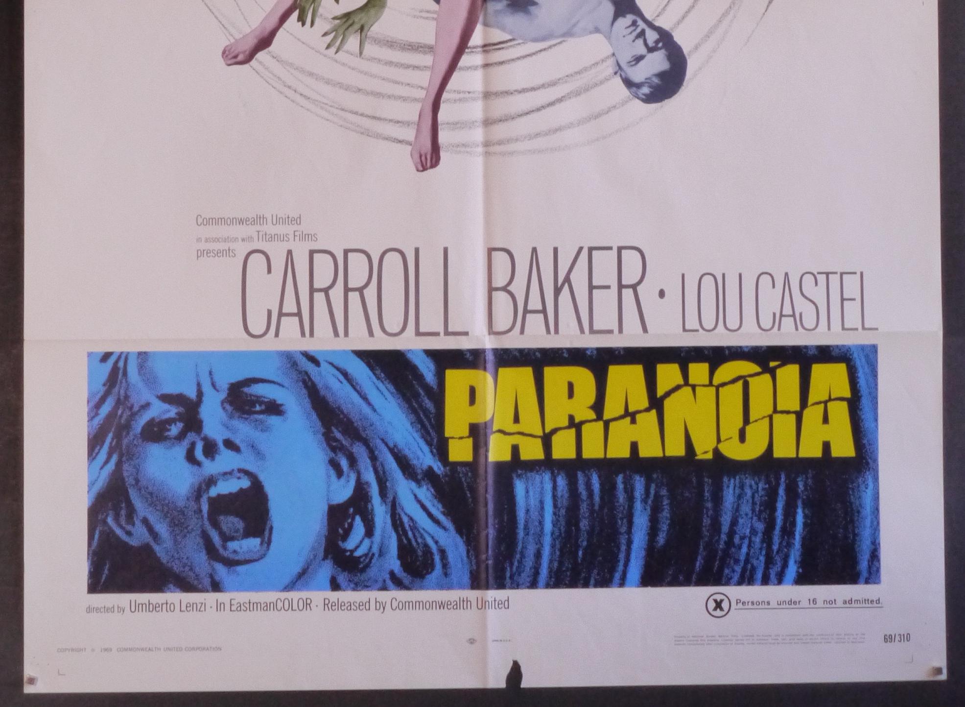 Paranoia-a Rare Original Vintage Movie Poster for Umberto Lenzi's ...