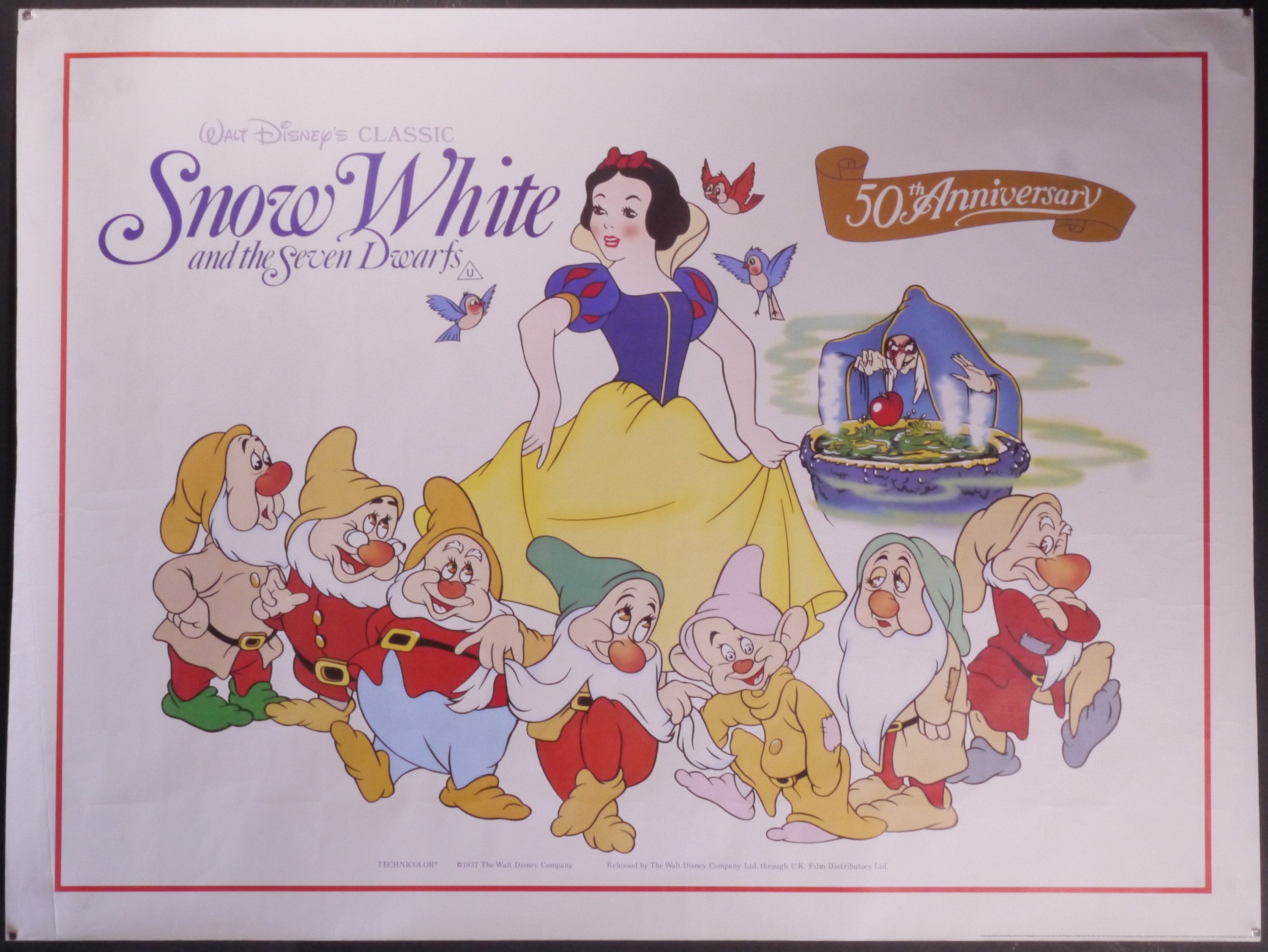ディズニー、シルクスクリーン白雪姫と7人の小人　世界限定18/50保証書有り。 白雪姫と七人の小人 - ウォルト・ディズニーの最初の長編映画公開50